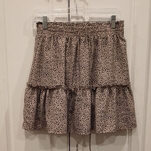 Crescent Black and Cream Tiered Mini Skirt